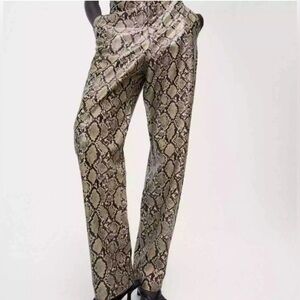 Zara EUC Snake Reptile Print Faux Leather Pants Size M Bloggers Fav High Waist